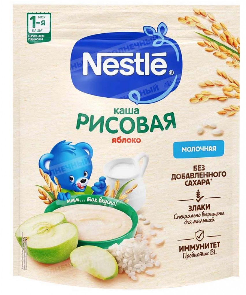 Продуктовый Интернет-магазин MAGNIT.TJ — Детская каша Рисовая Nestle® с  яблоком молочная (с 6 месяцев) 220 г