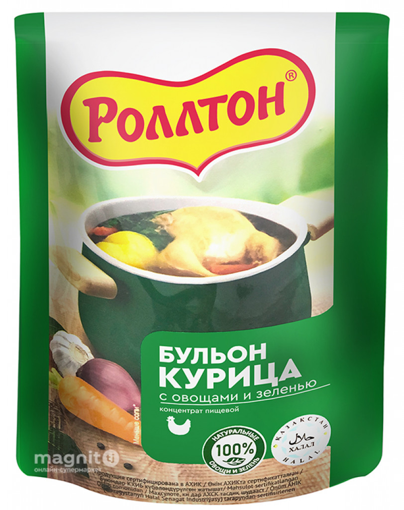 Продуктовый Интернет-магазин MAGNIT.TJ — Бульон Курица с овощами и зелень  Rollton® 90 г