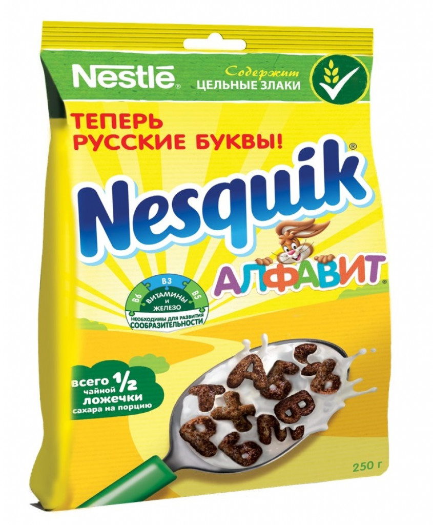 Продуктовый Интернет-магазин MAGNIT.TJ — Готовый Шоколадный Завтрак «Nesquik»  Алфавит 250 гр.