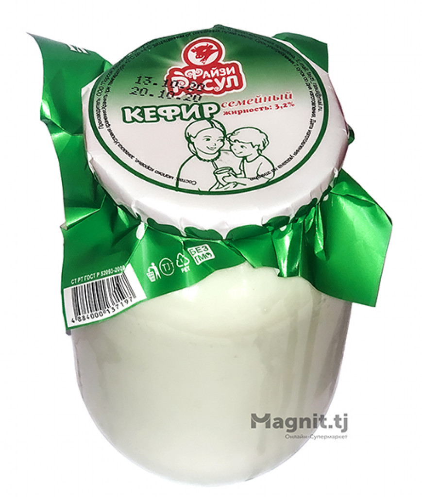 Продуктовый Интернет-магазин MAGNIT.TJ — Кефир «Файзи Расул» семейный 3.2%  с/б 1 л.